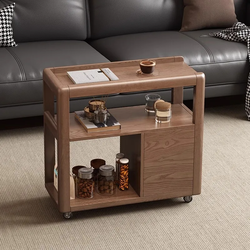 Solid wood sofa side cabinet ash wood side few small apartment living room corner few movable narrow side table