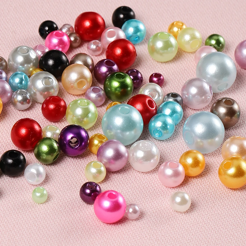 About 150pcs 3-8mm Mixed Beads Colorful Imitation Pearls Plastic Beads for DIY Bracelet Necklace Jewelry Making Accessories image 3