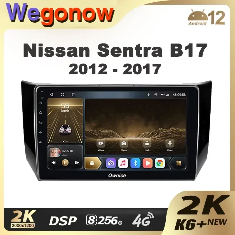 Ownice K6+ 2K 10.36 for Nissan Sentra B17 2012 - 2017 Car Radio Multimedia Video Player Navi Stereo GPS Android 12 No 2din 2 Din