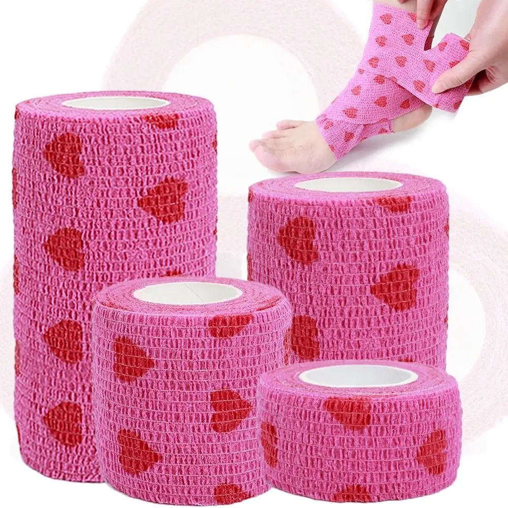 Love Heart-shaped Printed Bandage Pink Breathable 4.5m Elastic Bandage Sports Band Used for Knee Joints Sportswear Elastoplast