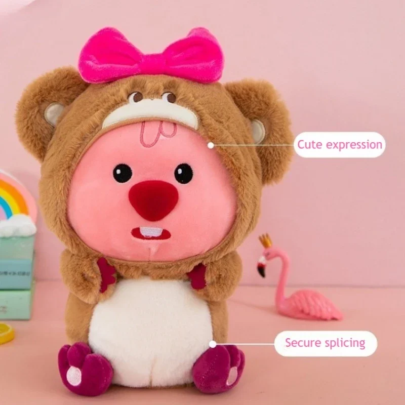 Kawaii Anime Loopy Plush Doll Cartoon Beaver Stuffed Dolls Cute Hug Pillow Transformable Doll for Girls Ornaments Birthday Gifts