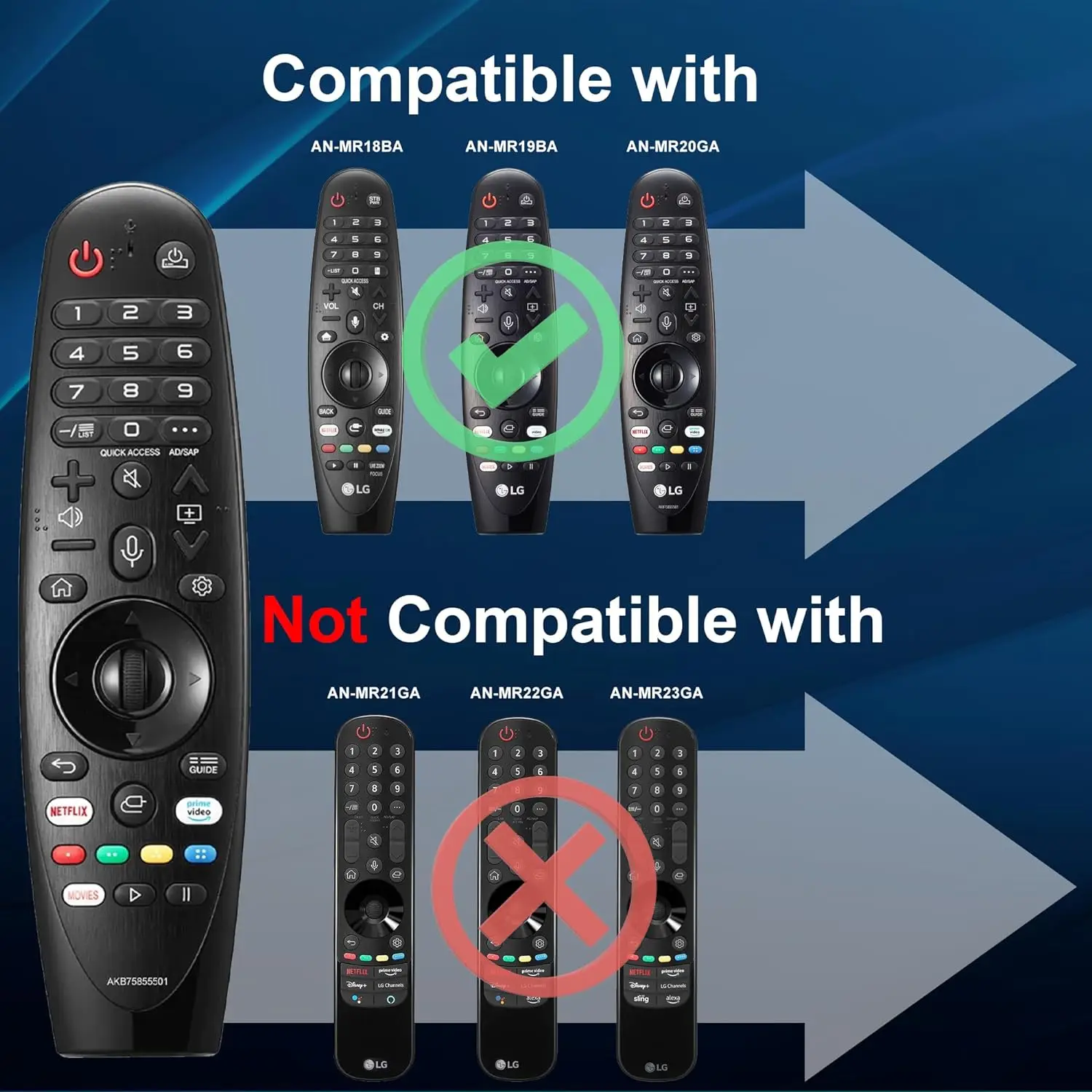 NEW AN-MR20GA AKB75855501 with Voice and Pointer Function remote control for LG Smart TV  for Many LG Models