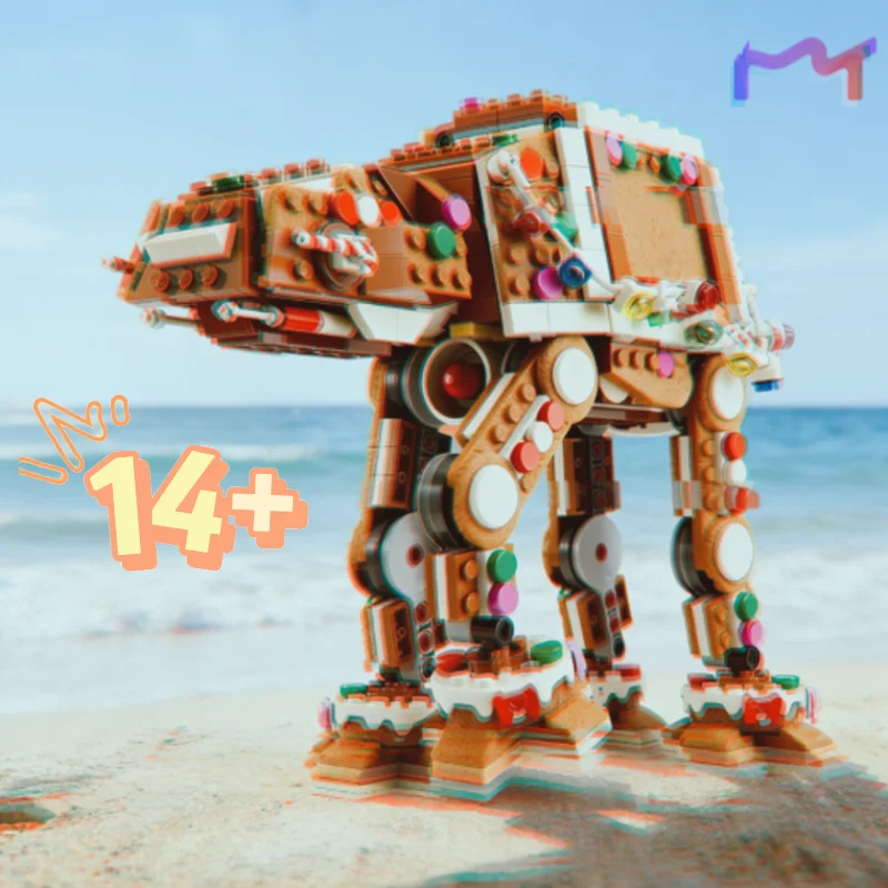

In Stock 2026 New Gingerbread AT-AT Walker With Figures Model Building Blocks Toys Toys For Boys Or Girls Christmas Gifts