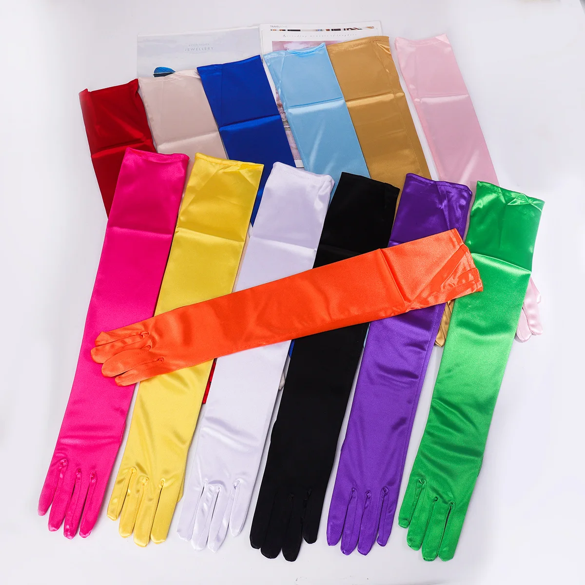 Extra Long Satin Gloves Stretchy Elegant Cosplay Costume for Women Evening Gala Wedding Stage Performance Party