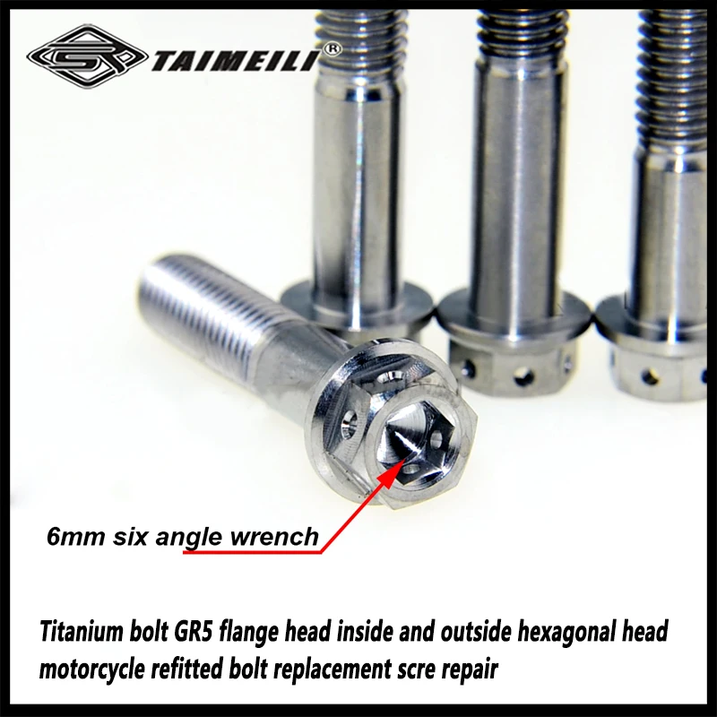 Titanium bolt GR5 flange head inside and outside hexagonal head M8x15mmM8x55mm motorcycle refitted bolt replacement scre repair
