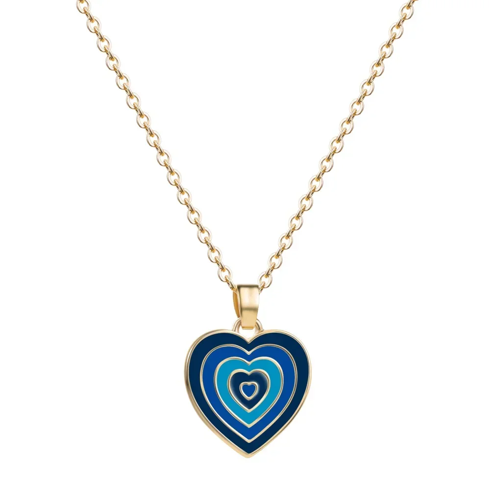 

Heart Charm Necklace for Women Dripping Oil Love Multilayer Necklace Punk Heart Pendant Clavicle Chain