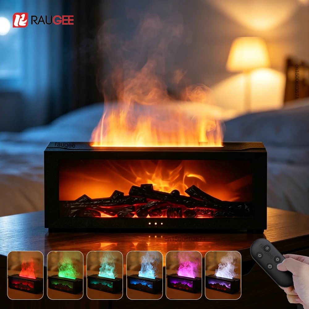 Fireplace Humidifier Aroma Diffuser Flame Air Humidifier Essential Oil Diffuser Aromatherapy Fragrance Diffuser for Home Bedroom