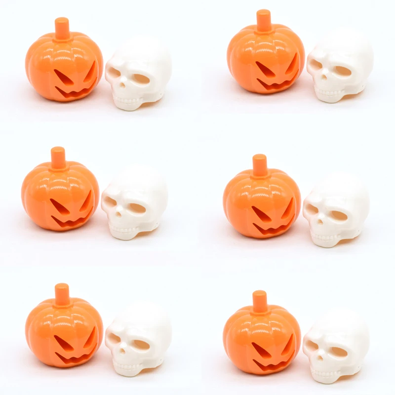 Halloween MOC Little Man Creative Headgear Building Blocks Pumpkin Head Skeleton Head Bricks Toys Kids Gift Compatible With LEGO