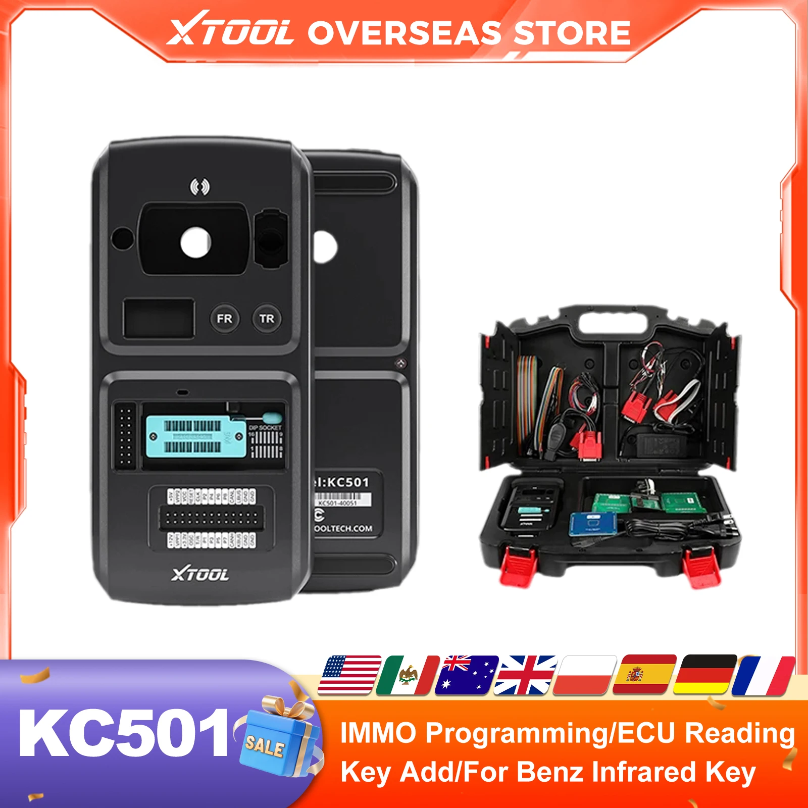XTOOL KC501 Car Chip Key Programmer All Key Lost OBD2 Automotive Scanner For Benz Infrared Work With X100PAD3 X100MAX Elite D8S D9S