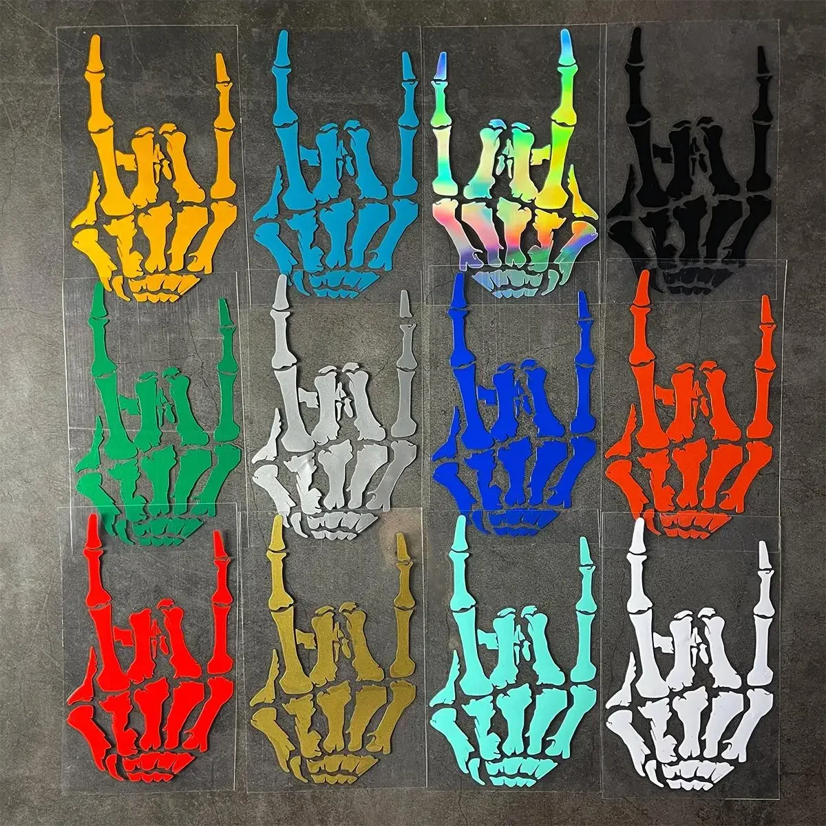 

Halloween Theme Reflective Skeleton Rock Gesture Motorcycle Sticker Helmet Modification Decal Accessorie,for Honda Yamaha