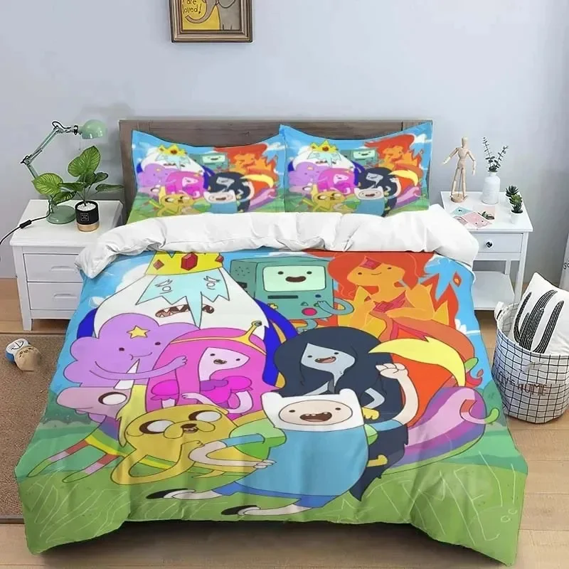 Cartoon Adventure Time Finn N Jake Bedding Set Duvet Cover Bed Set Quilt Cover Pillowcase Comforter king Queen Size Boys Adult