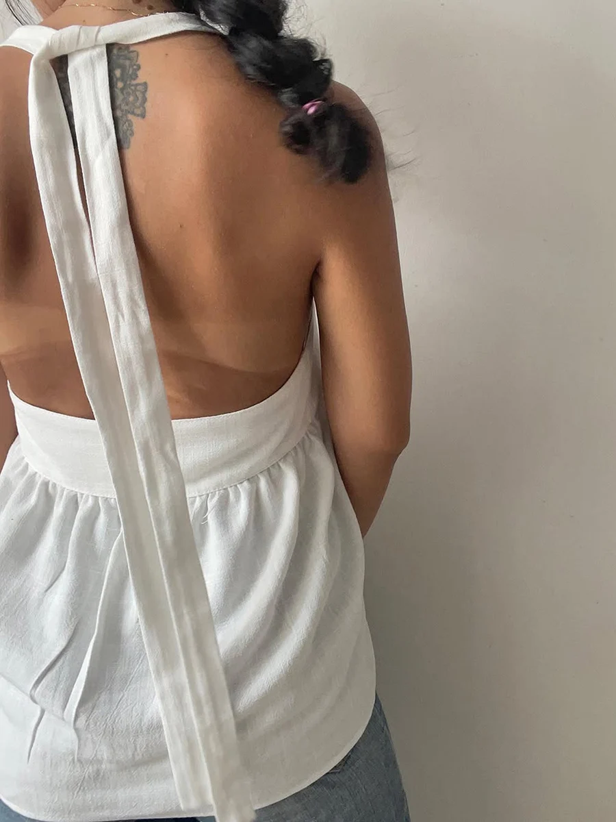 

Women s Halter Neck Sleeveless Crop Top with Lace-up Back Detail Sexy Solid Striped Camisole for Night Out Clubwear