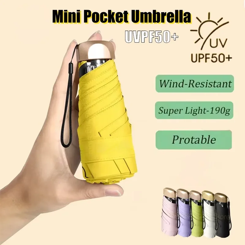 

Mini Capsule Umbrella Folding Small Pocket Rain Umbrella Vinyl UV Ultraviolet Protection Ultra Light Dual Use Umbrella