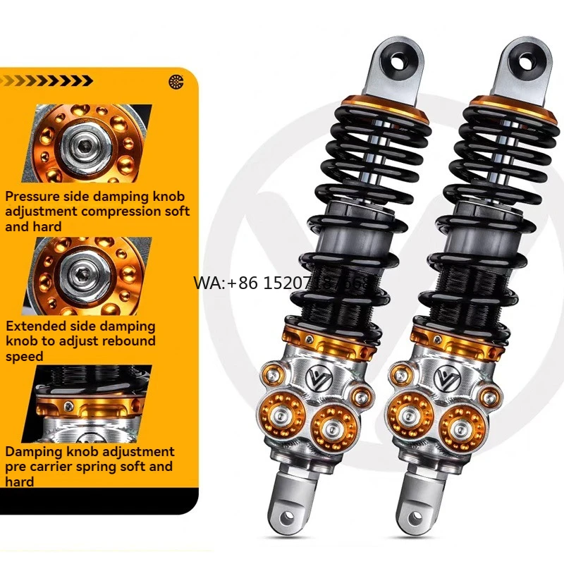 RS102 Nitrogen Cylinder Rear Shock Absorber Installation Hole Distance 285/305/335mm Suitable for Pedal Electric Motorcycles