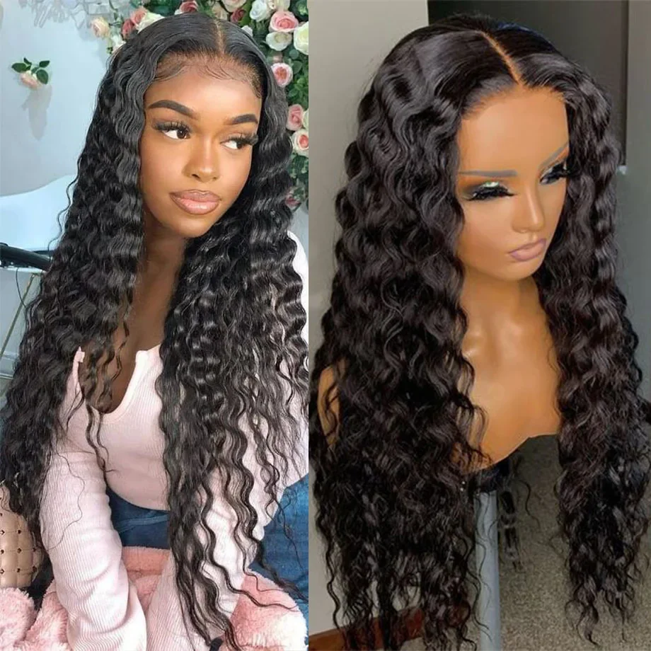 13x4 Lace Frontal Human Hair Wigs Deep Wave 24Inch Brazilian 13x6 Water Curly Remy Lace Front Wigs Preplucked For Women On Sale