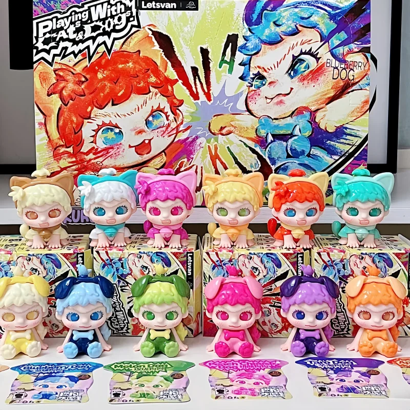 

Letsvan Original Wakuku Playing With Cat & Dog Series Trendy Blind Box Desktop Decorations Cute Toy Model Girl's Surprise Gift