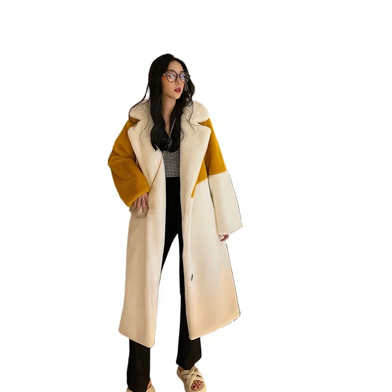 Caldo cappotto di pelliccia sintetica lungo inverno donna 2023 collo del vestito cappotti cappotto foderato di pelliccia trapuntata addensato di lusso giacche eleganti allentate nuovo