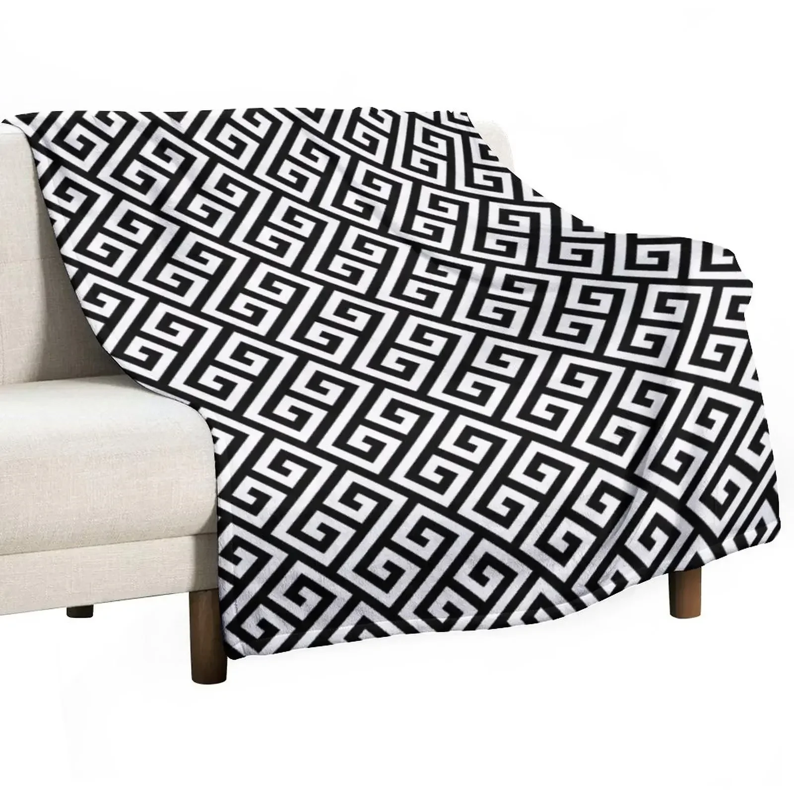 black and white pattern,Famous Greek Key pattern - Greek fret design Throw Blanket decorative Cute Plaid Blankets