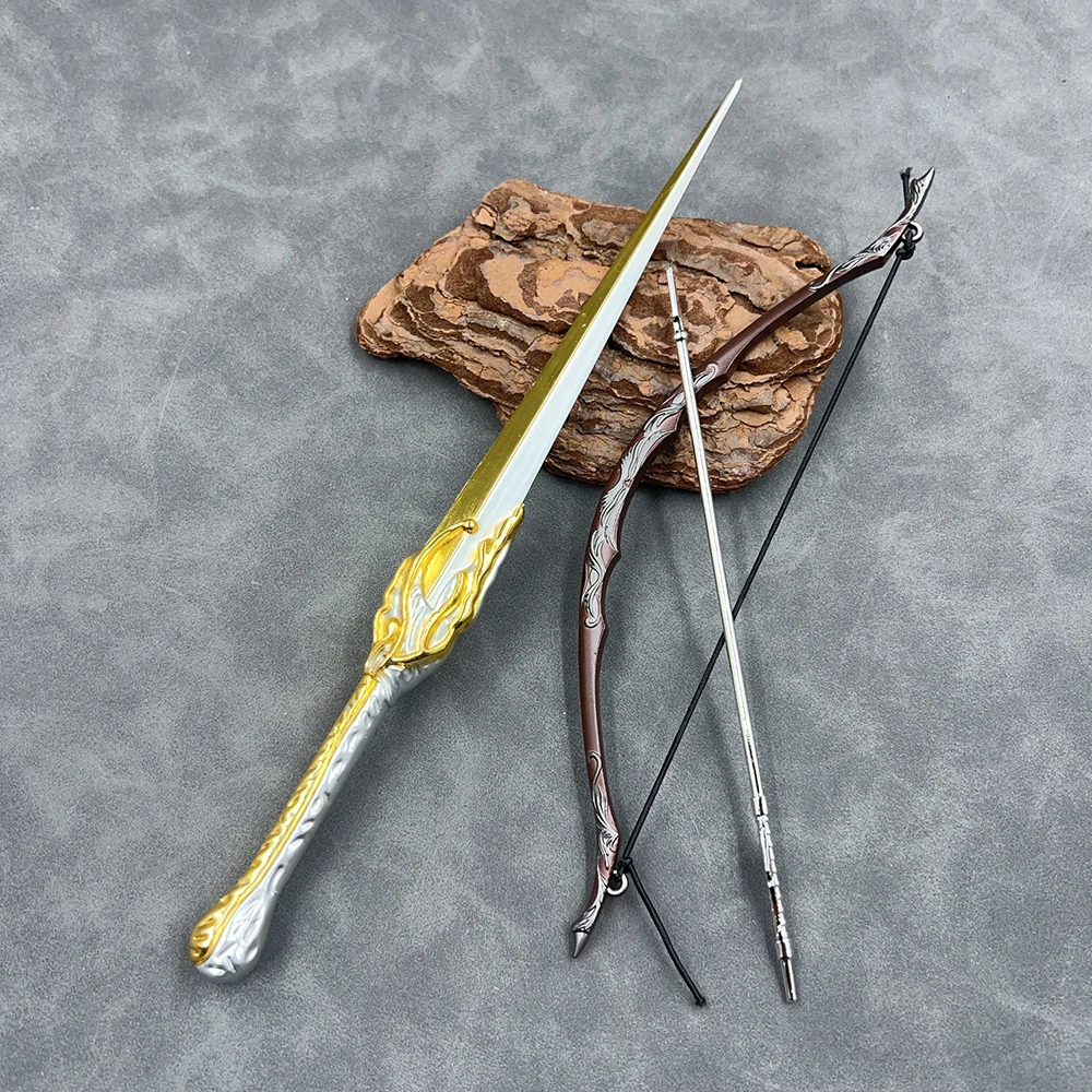

22cm Finrod Galadriel's Sword with Bow LoTR TV Series Peripherals All Metal Gold Sword Replica Miniature Home Ornament Toy