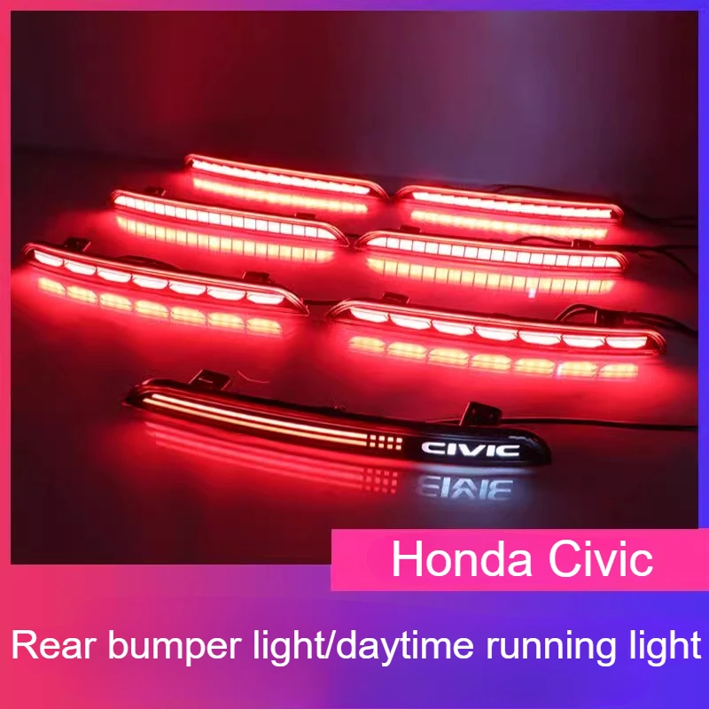 

LED Rear Bumper Reflector Light For Honda Civic Hatchback 2021 2022 2023 Auto Brake Warning Lamp Waterproof Car Accessories 12V