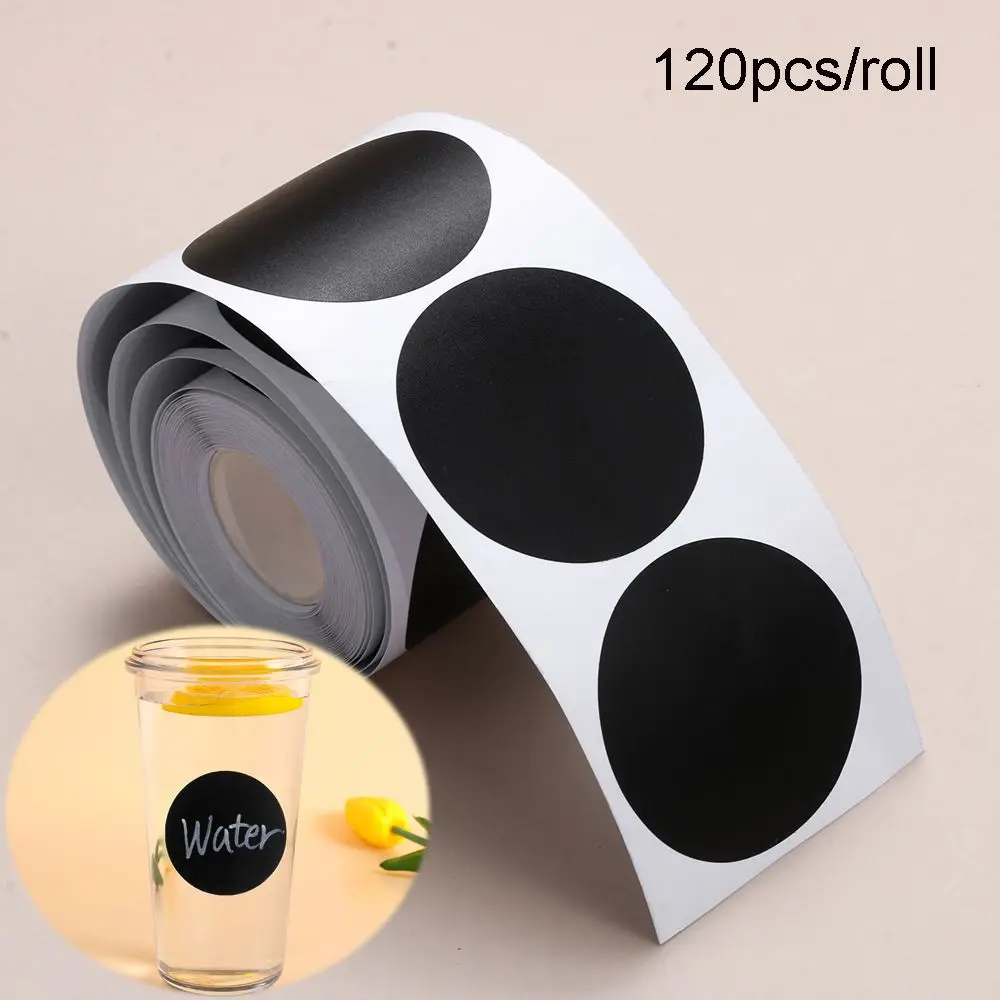 120pcs/roll Waterproof Spice Jam Jar Bottle Tags Marker Pen Round Labels Stickers Blackboard Label