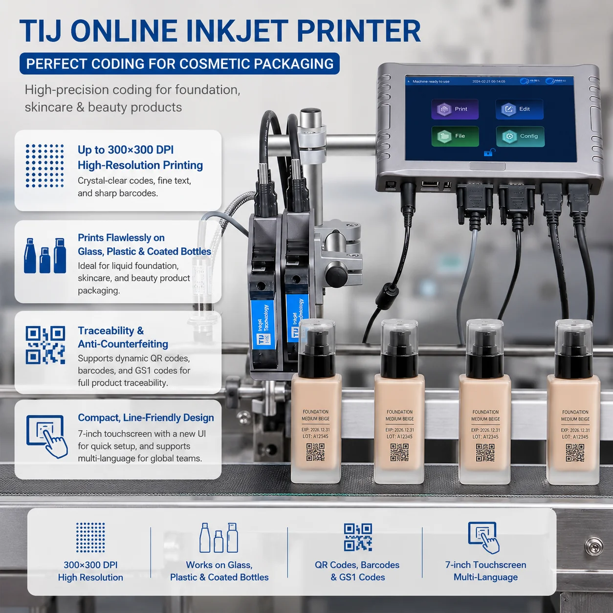 Best Buys Docod Tij Thermal Inkjet Printer T260E Expiry Date Coding Batch Barcode Printing Machine for Pharma Cosmetic Packaging