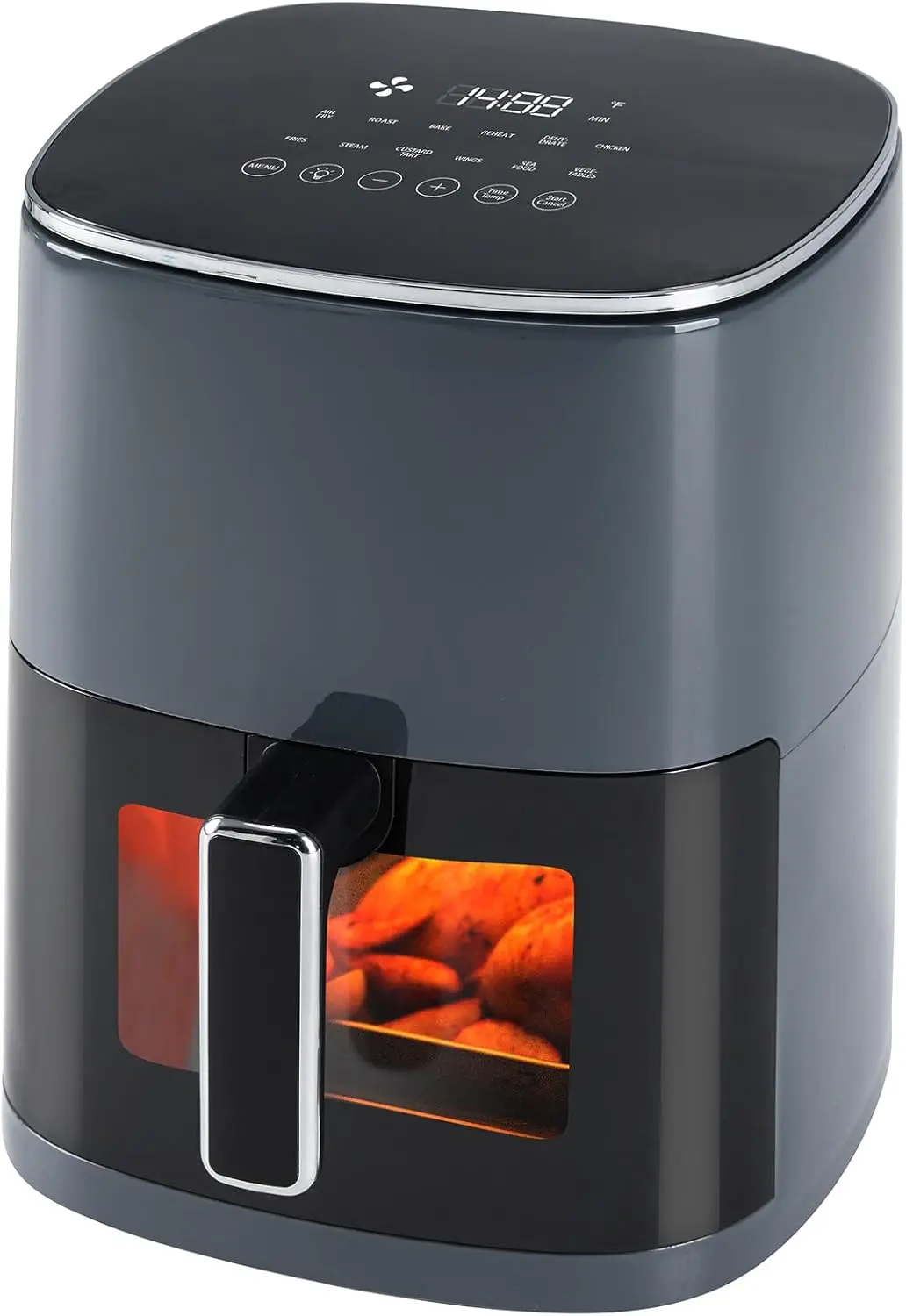 Air Fryer 6 Quart Capacity with Window Square Air Fryer 12-in-1 Air Fry, Roast, Reheat, Dehydrate, Bake, Steam with 400F