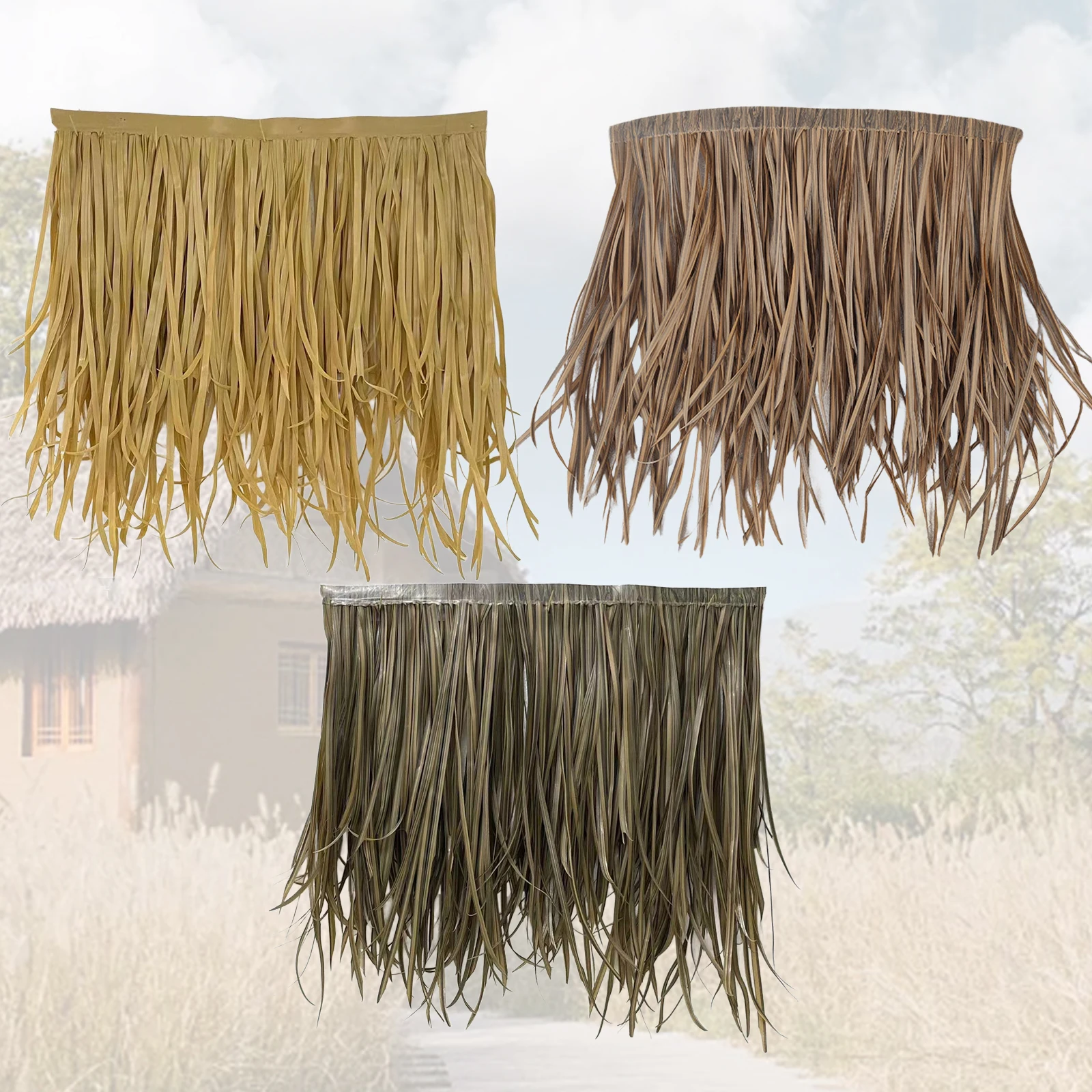 DIY Artificial Grass Thatch Roofing 47x50cm PETG Material Waterproof Realistic Decorative Multifunctional Patio Umbrella Cover