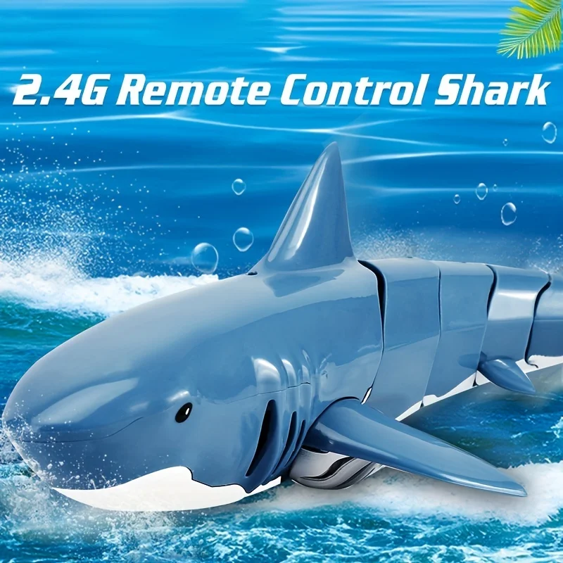 2.4G Remote Control Shark RC Boat 4WD Waterproof Fast RC Ship Toys Outdoor Animals Water Toys Birthday Gift Christmas Gift