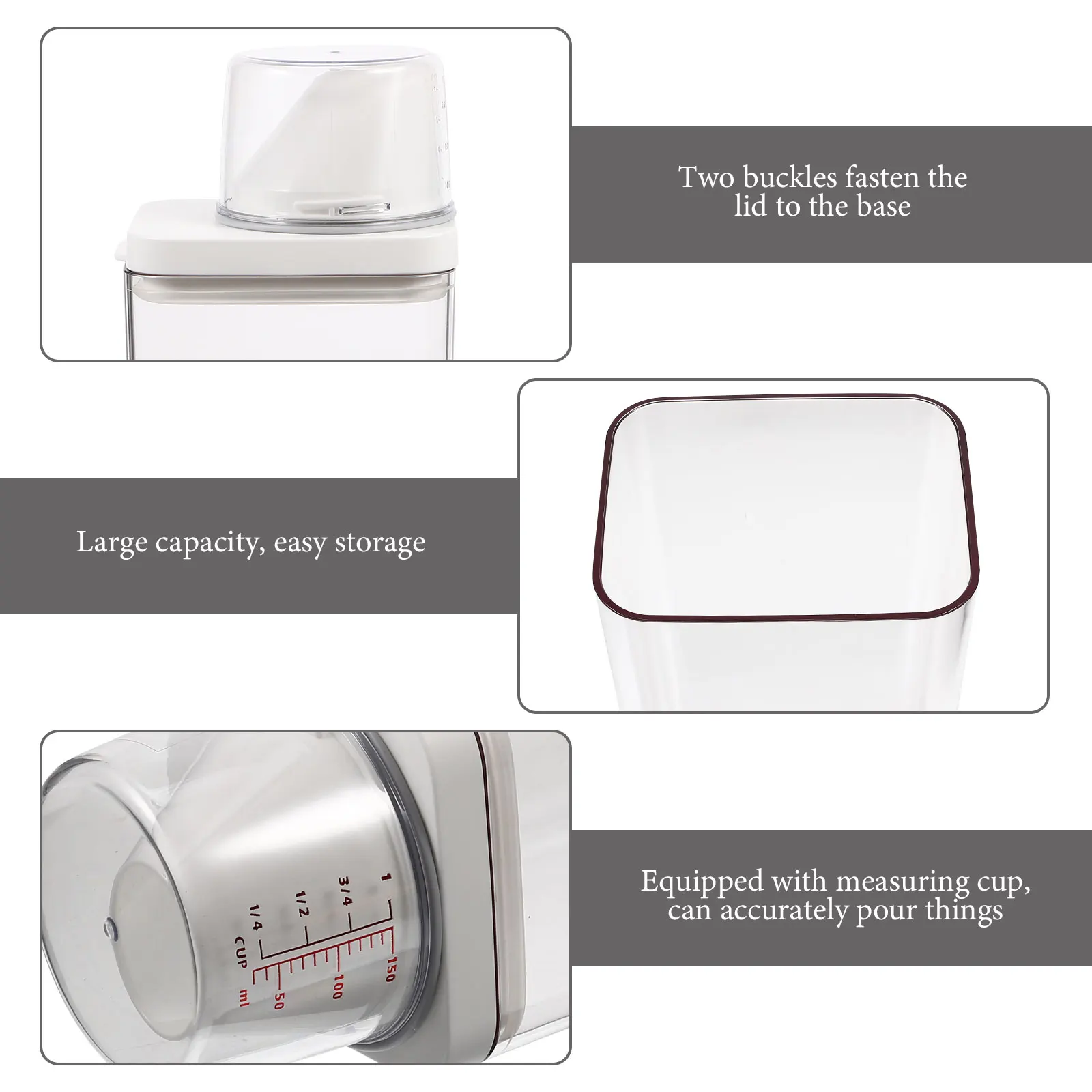

Measuring Cup Airtight Storage Jar Large Plastic Containers Dustproof Food Canisters Grain Boxes Reusable Clear Home Storage