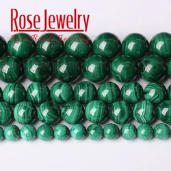 Natural Malachite Round Loose Stone Beads For Jewelry Making Bracelet Necklace Needlework