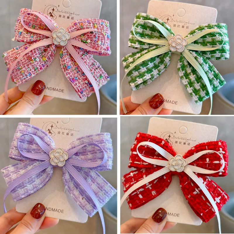 

Korean Fabric Bow Hair Clips for Women Girls Elegant Camellia Flower Hairpins Ponytail Barrette Headwear Hair Accessories