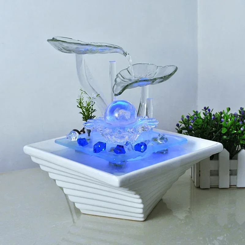 Ceramic Flowing Water Ornaments Modern Living Room Simple Fountain Desk Fish Tank Humidifier Decoration Opening Gift