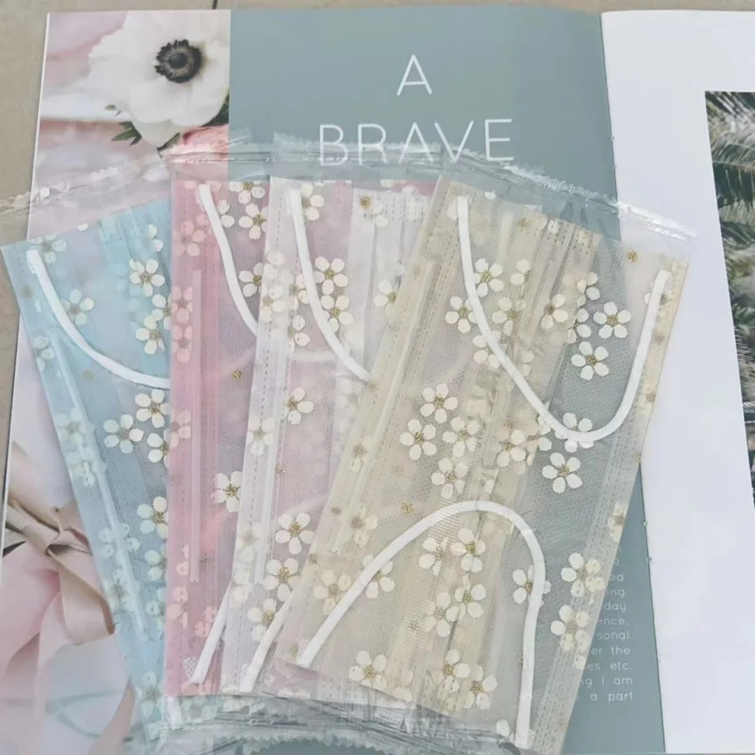 

Cherry Blossom Disposable Face Masks, 2-Ply Breathable Mesh Summer Masks, Cute Floral Protective Cover for Women