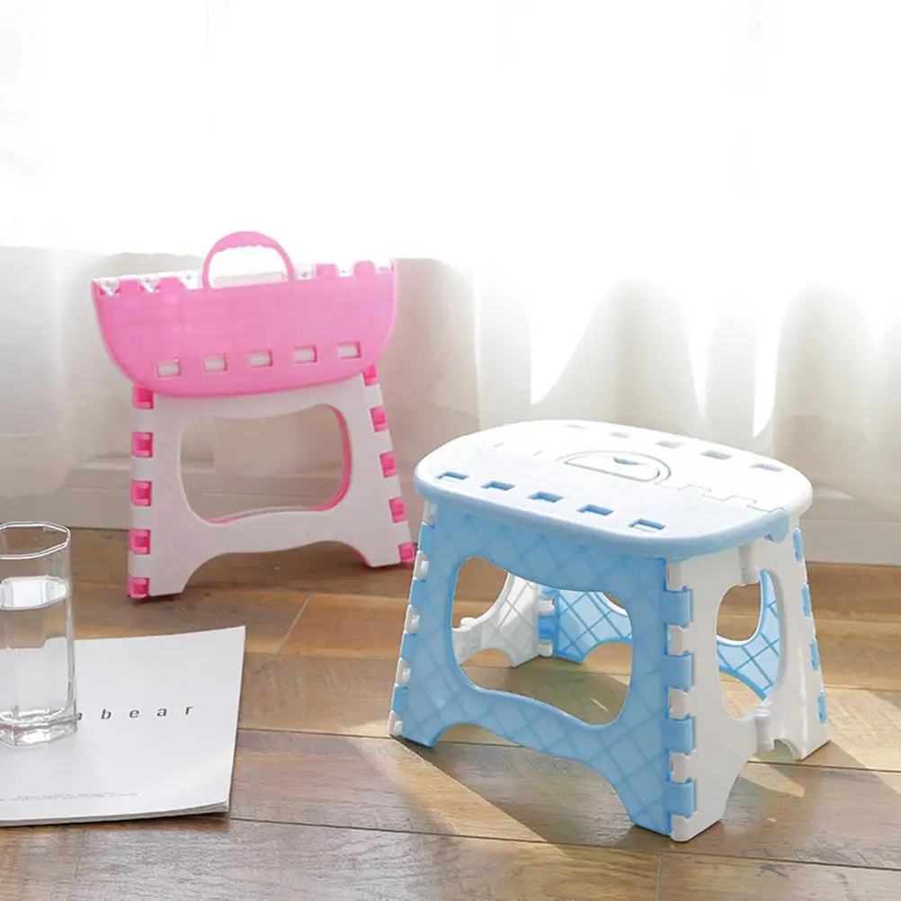Plastic Fishing Stool Kids Folding Step Mini Portable Child Sturdy Handle Outdoor Use Strong Capacity Plastic Stool