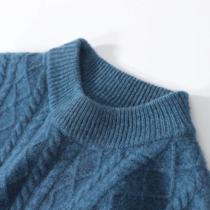 เสื้อสเวตเตอร์ผู้ชายคุณภาพสูง ทำจากขนสัตว์แท้ 100% คอเต่า แขนยาว หนานุ่ม อุ่นสบาย เหมาะสำหรับฤดูใบไม้ร่วงและฤดูหนาว สไตล์เกาหลี