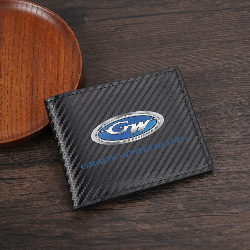 GW silver oval blue logo Men's Wallets Simple Business Modern Stylish Printing Design Gifts For Father Boyfriend Christmas Lover