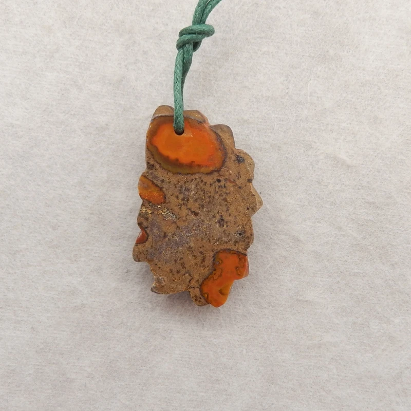 Natural Stone Warring States Red Agate Handcarved Indian Chief Pendant Beads 40x23x10mm 12g for DIY Earring Gemstone Accessories