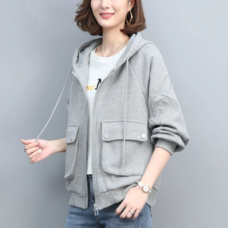 Lässiger Übergroßer Gefütterter Offener Cardigan Pullover Modische Winter-Oberbekleidung für Damen Koreanischer Stil Reißverschluss-Handtasche