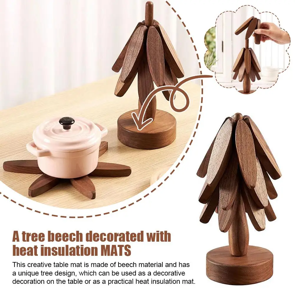 Creative Tree Design Stand Wooden Trivets Decorative Placemats Mat Table Heat Pot Wood Scald Anti Coaster Resistant Pad Hea V2P1