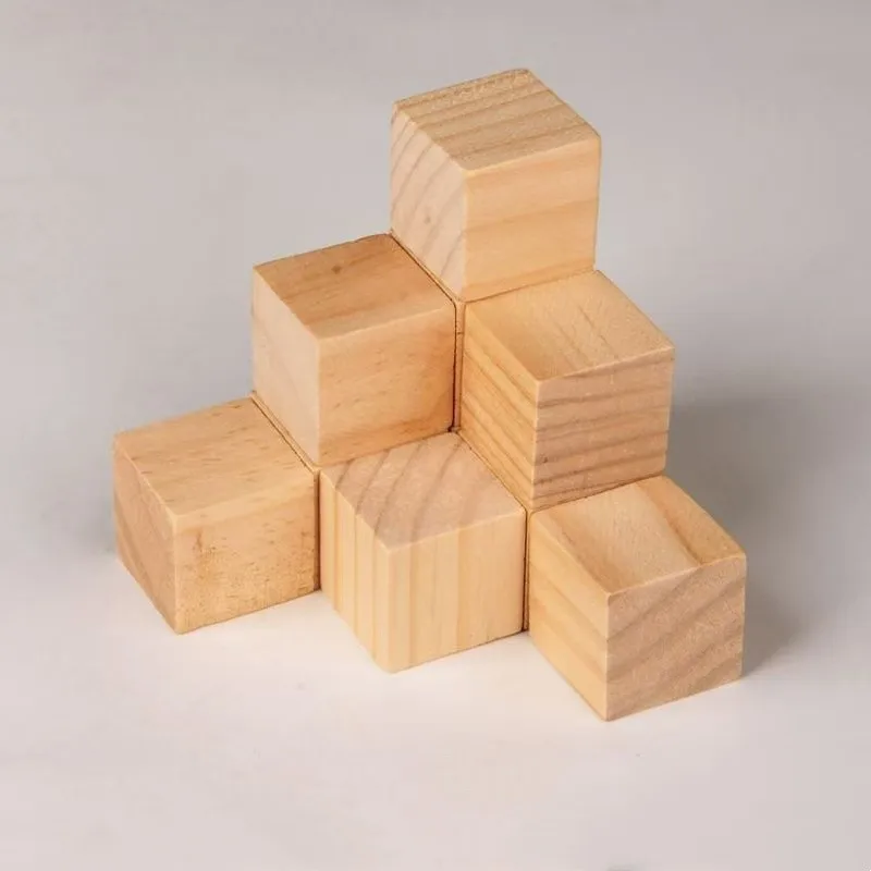 

50Pcs 3.5x3.5cm Unfinished Wood Blocks, for Painting, Carving & Decor