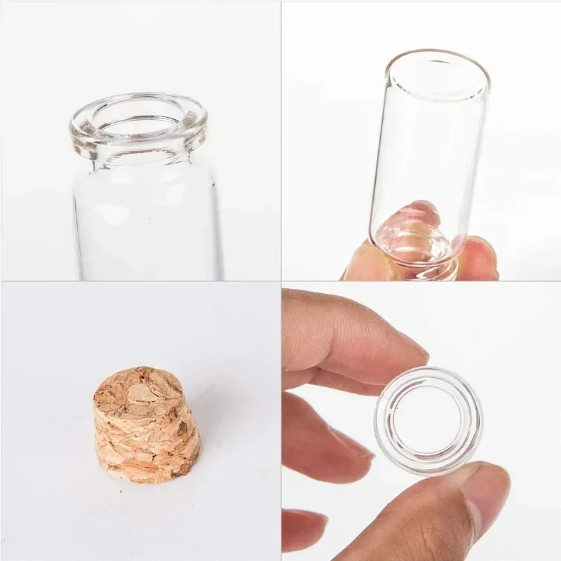 100Pcs 5/8/10/12/15/20ml Empty Mini Glass Bottles with Cork Stoppers Lovely Glass Vials for DIY Craft Wedding Home Party Decor