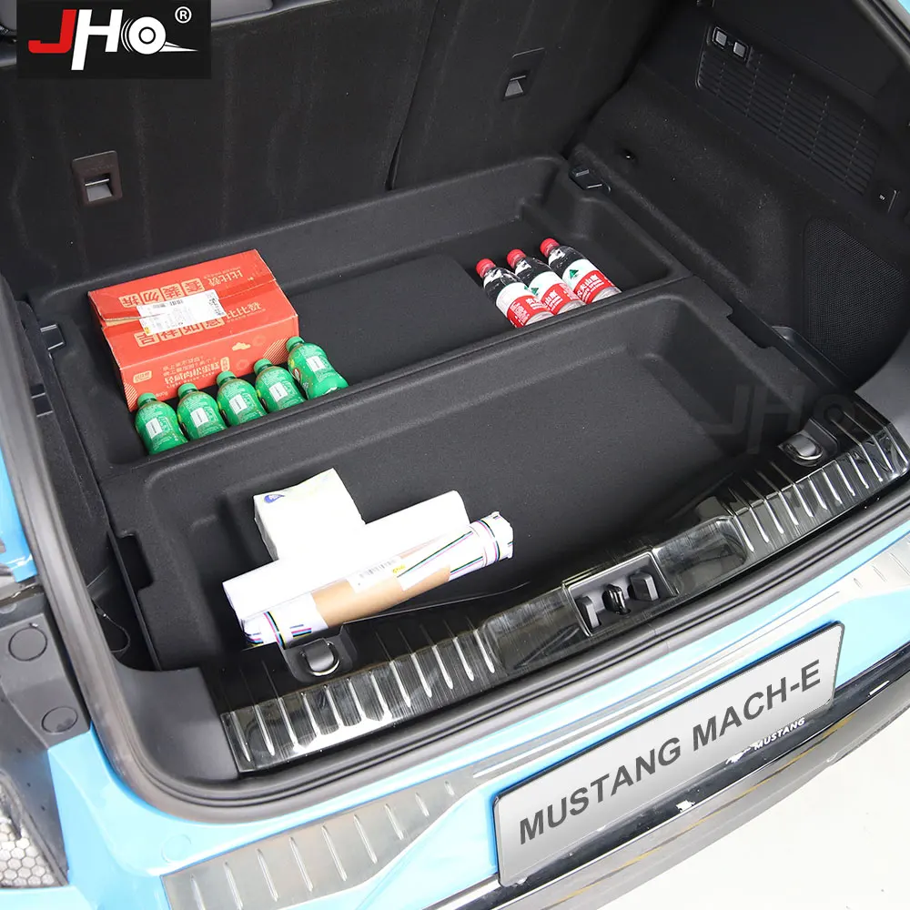 JHO Rear Trunk Cargo Area Organizer Divided Storage Box For Ford Mustang Mach-E 2021 2022 Accessories