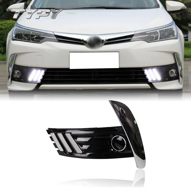 

Car Modified LED DRL Daytime Running Light Fog Lights With Yellow Turning Signal For Toyota Corolla 2017-2018