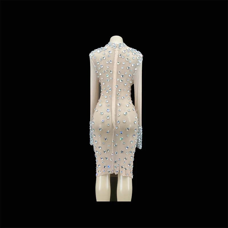 ประกายเพชรเลื่อมชุดราตรีหรูหราค็อกเทลปาร์ตี้ชุดราตรี High-end STAGE Host Performance Robe Luxe Cérémonie