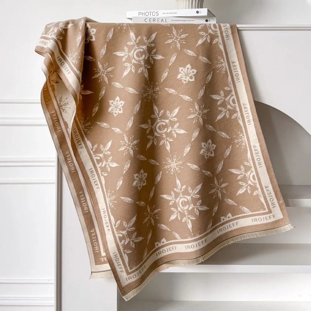 

Модный элегантный жаккардовый дизайнерский шарф, теплый ветрозащитный шарф из искусственного кашемира, холодостойкий шарф-одеяло на осень-зиму