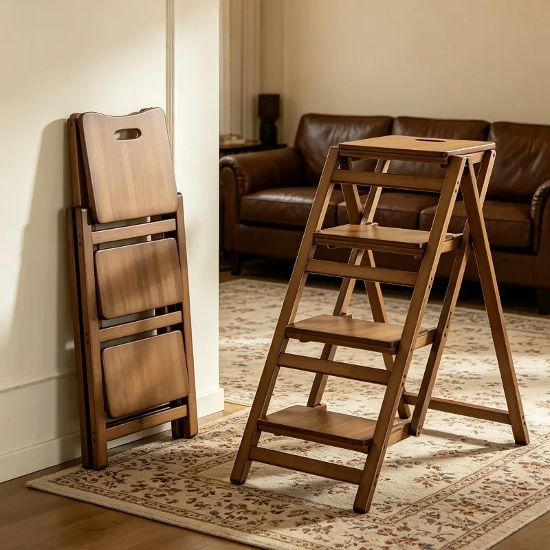 No Install Multifunctional Step Ladder Stool Foldable Two Way Kitchen High Reach  Step Ladder Ladder for Home Kitchen Furniture