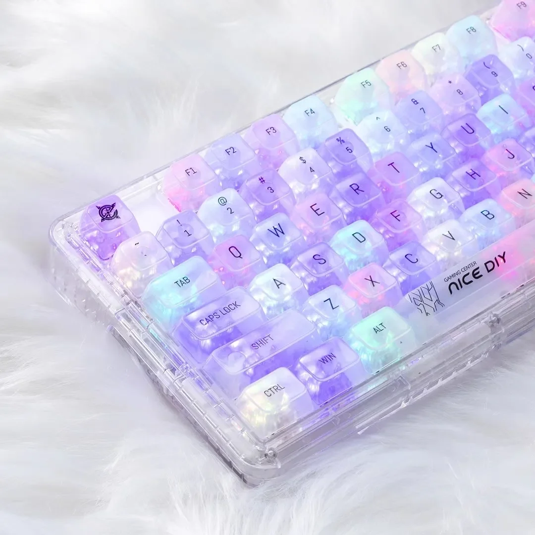 Imagem -01 - Keycap Matte Conjunto com Transmitância de Luz Faça Você Mesmo Acessórios Teclado pc Keycaps Mda Transparente Nevoeiro Pbt 130 Chaves