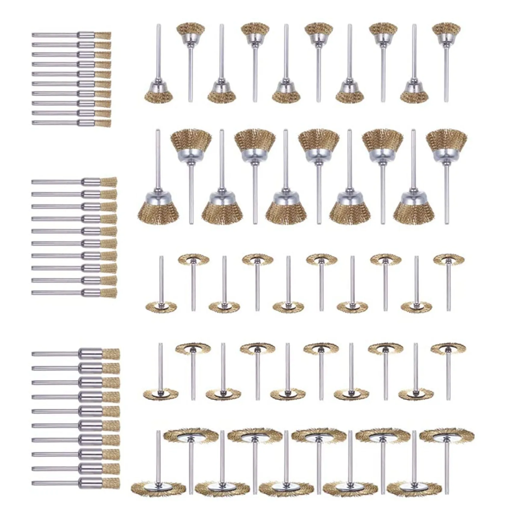 

80 Pack Wire Brushes Set, Brass Wire Wheels Brushes Pen-Shaped Bowl-Shape T-Shape Brushes Set Kit Accessories