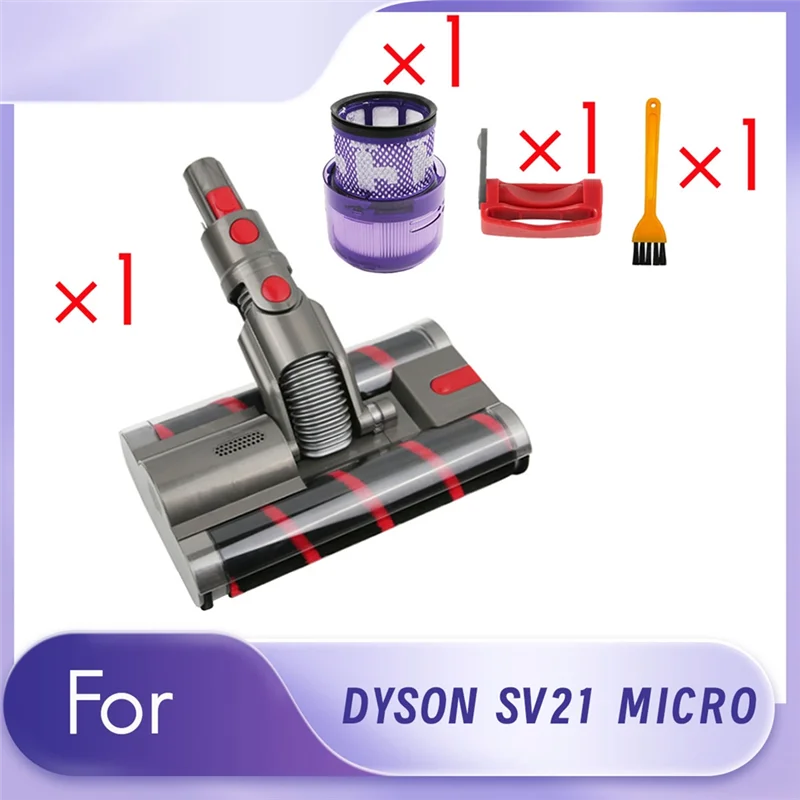 ダブルローラーブラシ + スイッチロック + SV21 フィルターキットダイソン SV21 マイクロ真空ヘッド交換用ソフトローラークリーナーヘッドホット!